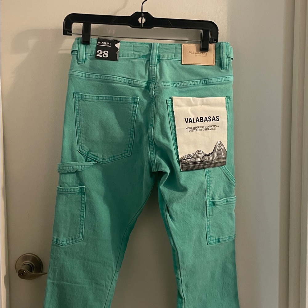New Valabasas size 28 Revival Lt green wash cotton carpenter button fly Jean's - Picture 11 of 15